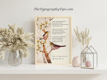 Load image into Gallery viewer, Emily Dickinson Poem Print: "Hope is the Thing with Feathers"