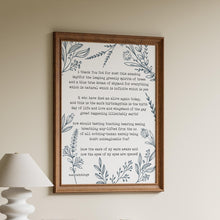 Load image into Gallery viewer, e.e cummings Poem 'i thank You God for most this amazing' with flower line drawings