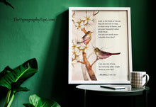 Load image into Gallery viewer, Matthew 6:26-27 Print NIV Bible verse "Look at the birds" - Scripture Wall Art - Bible print for Home Framed & Unframed Options