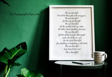 Load image into Gallery viewer, She Was Beautiful F Scott Fitzgerald Quote Valentines Gift For Her