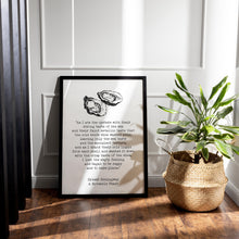 Load image into Gallery viewer, Ernest Hemingway Quote Print, As I ate the oysters... A Moveable Feast Book, Oyster Print in Black and White Unframed & Framed Options
