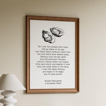 Load image into Gallery viewer, Ernest Hemingway Quote Print, As I ate the oysters... A Moveable Feast Book, Oyster Print in Black and White Unframed & Framed Options