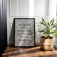 Load image into Gallery viewer, We Travel Not To Escape Life But For Life Not To Escape Us Unframed Travel Poster for Home - Vintage map Black and White Monochrome