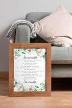 Load image into Gallery viewer, She Was Beautiful F Scott Fitzgerald Quote With Watercolor Wreath - Valentines Day Gift For Her - Framed and Unframed Options