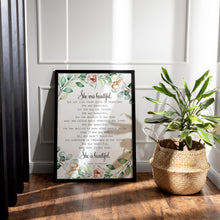 Load image into Gallery viewer, She Was Beautiful F Scott Fitzgerald Quote With Watercolor Wreath - Valentines Day Gift For Her - Framed and Unframed Options