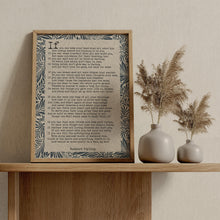 Load image into Gallery viewer, If Poem by Rudyard Kipling Print Vintage William Morris Style Wall Art