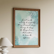 Load image into Gallery viewer, Serenity Prayer Print Non Religious Version Without God sobriety gift for 12 step recovery Framed & Unframed Options