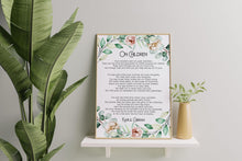 Load image into Gallery viewer, On Children Kahlil Gibran Poem Art Print Home office Decor poetry wall art Framed & Unframed Options