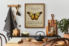 Load image into Gallery viewer, Maya Angelou Butterfly Quote "We delight in the beauty of the butterfly..." Bookish Wall Art, Book Shelf Decor