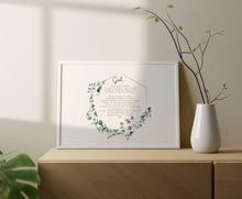 Load image into Gallery viewer, Serenity Prayer Print Reinhold Niebuhr sobriety gift Alcoholics Anonymous twelve step recovery - Full Prayer- VERSION 2 - Landscape