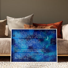 Load image into Gallery viewer, Moon River Lyrics Print: Watercolor Night Sky, Classic Song