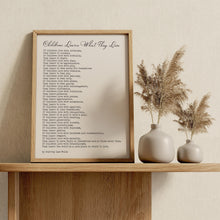 Load image into Gallery viewer, Children Learn What They Live Print Dorothy Law Nolte Poem