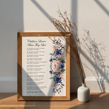 Load image into Gallery viewer, Children Learn What They Live Poem - New Parents Gift - Baby Shower Gift, Nursery Wall Art