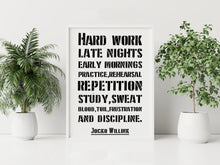 Load image into Gallery viewer, Jocko Willink Print Hard work, late nights, early mornings Inspirational poster Discipline equals freedom - Physical Art Print