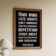 Load image into Gallery viewer, Jocko Willink Print Hard work, late nights, early mornings Inspirational poster Discipline equals freedom - Physical Art Print