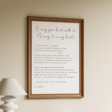 Load image into Gallery viewer, E.E. Cummings Poem Print: "I Carry Your Heart" Engagement Presents