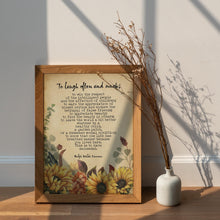 Load image into Gallery viewer, To Laugh Often and Much Emerson Ralph Waldo Emerson Quote This is to have succeeded - Print for library decor UNFRAMED