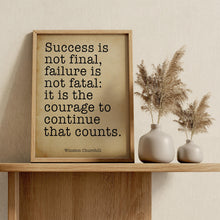 Load image into Gallery viewer, Winston Churchill Print Success is not final Failure is not fatal Courage inspirational print for Home Churchill quote Framed & Unframed