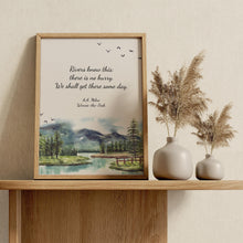 Load image into Gallery viewer, Winnie the Pooh Nursery Wall Art "Rivers know this: there is no hurry..." AA Milne Quote
