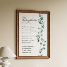 Load image into Gallery viewer, Hope is the thing with feathers Emily Dickinson Poetry Wall art - Framed & Unframed Options