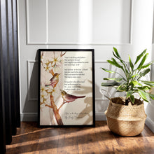 Load image into Gallery viewer, Hope is the Thing with Feathers Print – Emily Dickinson Poem – Watercolor Bird & Blossom Art – Inspirational Literary Decor
