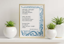 Load image into Gallery viewer, Emily Dickinson Poem Print – “Wild Nights” Romantic Poetry Wall Art