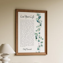 Load image into Gallery viewer, Live Your Life by Chief Tecumseh Native American Poetry Poster Print, Physical Print Without Frame