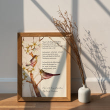 Load image into Gallery viewer, Hope is the Thing with Feathers Print – Emily Dickinson Poem – Watercolor Bird & Blossom Art – Inspirational Literary Decor