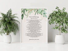 Load image into Gallery viewer, The Art Of Marriage Personalized Wedding Poem Wedding Poetry wall art