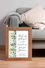 Load image into Gallery viewer, Pride and Prejudice Jane Austen Quote Print "Think Only of the Past" – Book Quote Poster | Jane Austen Wall Art | Reading Nook Decor