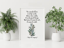 Load image into Gallery viewer, St Gregory The Great "The proof of love is in the works" Pope Gregory Quote - Catholic Wall Art Framed & Unframed Options