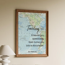 Load image into Gallery viewer, Ibn Battuta Travel Quote Traveling it leaves you speechless, then turns you into a storyteller - Physical Print Without Frame