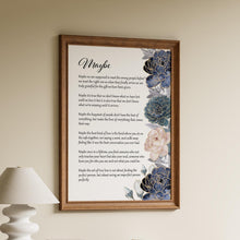 Load image into Gallery viewer, Maybe Poem Print 1st Anniversary Gift or Wedding Memento – Love Poem Wall Art with Elegant Blue Floral Design