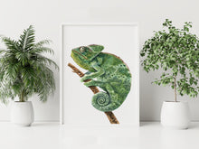 Load image into Gallery viewer, Chameleon Watercolour Print Reptile Room Wall Decor