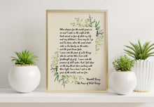 Load image into Gallery viewer, The Peace of Wild Things by Wendell Berry ..."When despair for the world grows in me" - illustrated poem print without frame