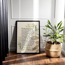 Load image into Gallery viewer, The Peace of Wild Things by Wendell Berry ..."When despair for the world grows in me" - illustrated poem print without frame