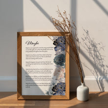 Load image into Gallery viewer, Maybe Poem Print 1st Anniversary Gift or Wedding Memento – Love Poem Wall Art with Elegant Blue Floral Design
