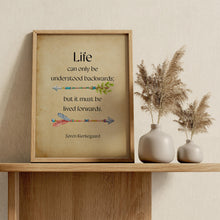 Load image into Gallery viewer, Soren Kierkegaard Quote Print, Life can only be understood backwards; but it must be lived forwards