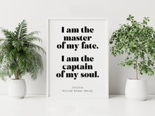 Load image into Gallery viewer, Invictus poem William Ernest Henley I am the master of my fate... captain of my soul - Unframed print