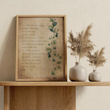 Load image into Gallery viewer, Lord's Prayer Print Our Father Prayer Unframed Prayer Print Catholic Prayer Eucalyptus Watercolor UNFRAMED