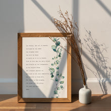 Load image into Gallery viewer, Lord's Prayer Print Our Father Prayer Unframed Prayer Print Catholic Prayer Eucalyptus Watercolor UNFRAMED