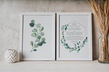 Load image into Gallery viewer, Set of 2 prints E.E. Cummings Poem I carry your heart (I carry it in my heart) Art Print Home Decor poetry wall art - Watercolor Eucalyptus