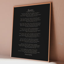 Load and play video in Gallery viewer, Rudyard Kipling Boots Poem Print – Minimalist Military Poetry Art