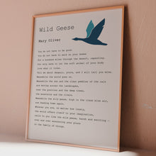 Load and play video in Gallery viewer, Wild Geese Poem Poster Print Mary Oliver Poem - Framed & Unframed Options