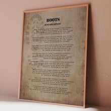 Load and play video in Gallery viewer, Rudyard Kipling Boots Poem Print – Vintage Military Wall Art