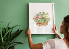 Load image into Gallery viewer, Watercolor succulent print - succulent painting poster Girls Bedroom decor UNFRAMED