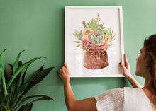 Load image into Gallery viewer, Watercolor succulent print - Succulent painting poster Girls Bedroom decor 11x14 print UNFRAMED
