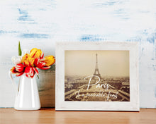 Load image into Gallery viewer, Ernest Hemingway Quote - Paris is a moveable feast - Eiffel Tower Paris Print for library or office wall Art Hemingway library decor