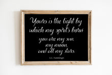 Load image into Gallery viewer, E.E. Cummings quote you are my sun, my moon, and all my stars Art Print Home Decor poetry wall art horizontal wall art UNFRAMED