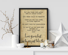 Load image into Gallery viewer, Love grows best in little houses Home decor Wall art Bedroom decor Unframed rustic home decor UNFRAMED